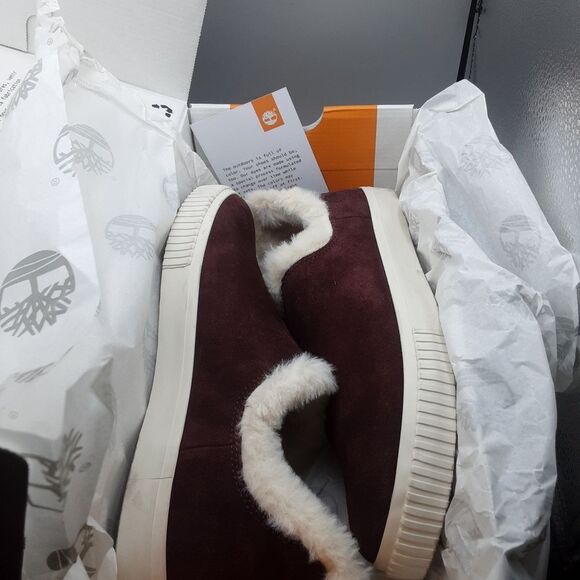 Timberland Skyla Bay Slip-on Women's 10M Red Burgundy Suede Faux Fur - Picture 13 of 14